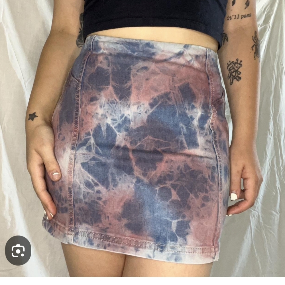 NWT Wild Fable Tie Dye Stretch Denim Mini Skirt 10 90s Y2K Grunge Biker Rockabil